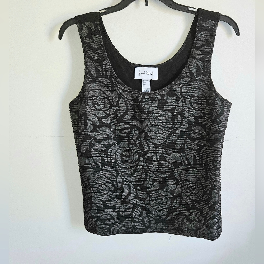 Joseph Ribkoff Black Rose Pattern Tank Top